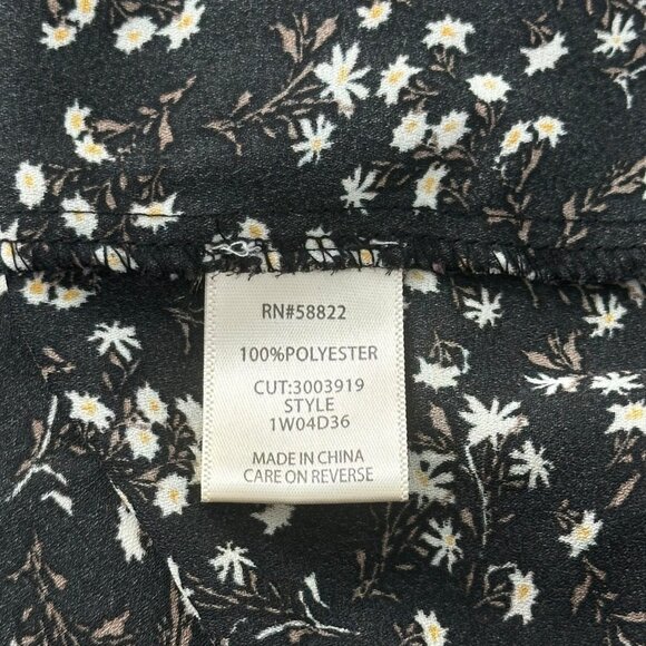 Max Studio Womens 3X Floral Ruffle Sleeve Top Blouse Black-Beige Polyester - Picture 4 of 10